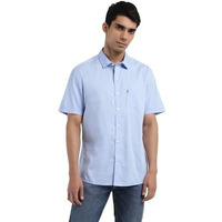 Levi's Cotton Men's Spread Collar Slim Fit Solid Shirts Blue, Xl