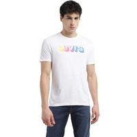 Levi's Men's Cotton Crew Neck Regular Fit Brand Logo T-Shirts (White), Medium