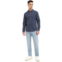 Levi's Men's Cotton Striped Slim Fit Shirt (32907-0480_Blue, Large