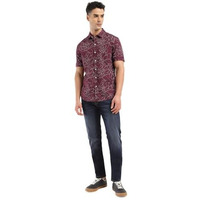 Levi's Men's Cotton Geometric Slim Fit Shirt (32908-0325_Red, Large