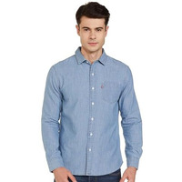 Levi's Men's Solid Slim Fit Shirt (32907-0492_Mid-Indigo