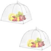 Tonity Food Cover For Outside 2Pcs Food Tent Fruit Cover Pop-Up Food Nets Outdoors Mesh Screen Collapsible 17 Inch Net Protectors For Outdoors Parties Picnics Bbqs Keep Out Flies Bugs. (2, White)