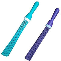 Freshome Heavy-Duty Kharata Plastic Bathroom Broom|250 Gm|22 Inches With 60 Bristles|For Cleaning Floor And Bathroom,Wet And Dry Floor Cleaning Fiber Broom Hard Bristle Plastic|Pack Of 2,Multicolour