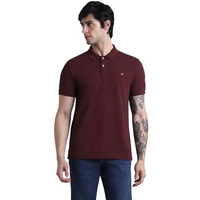 Jack & Jones Men Solid Cotton Slim Fit Maroon Tshirt
