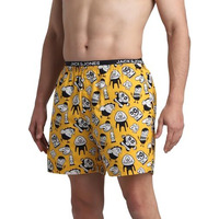 Jack & Jones Men Abstract Print Cotton Regular Fit Thigh Length Yellow Boxer Shorts