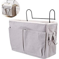 Otiporter Bedside Caddy Hanging Storage Basket Multi-Function Organizer For Bunk And Hospital Beds Dorm Rooms Bed Rails, Can Be Placed Glasses, Books, Mobile Phones, Keys., Stationary, Grey