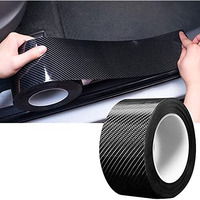 Vinsu Polyvinyl Chloride Car Door Sill Protector Bumper Protector,Black Carbon Fiber Car Wrap Film,Car Sticker Protector Strip,High Gloss Anti Scratch Tape,Waterproof Protection Film(2 Inchx5 Meter)