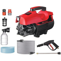 Aloson-High Pressure Washer, 1800 Watts, 135 Bars, 6.5L/Min Flow Rate, 8 Meters Outlet Hose, 4 Meter Wire And Plug-Black And Red