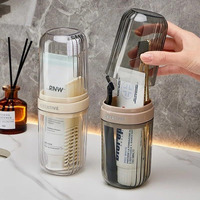 Xmart India Portable Transparent Toothbrush Case & Travel Mouthwash Cup - Anti-Bacterial Toothbrush Holder For Adults & Family | Germ Protection, Ideal For Home & Travel(2 Pcs,Multicolor)