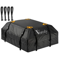 Voroly Rooftop Top Cargo Carrier Bag 15 Cubic Feet Waterproof For All Cars With/Without Rack Includes 4 Door Hooks