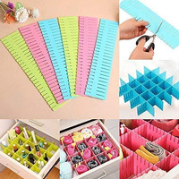 Leawall Adjustable Stretchable Interlocking Drawer Clapboard Divider/Grid Closet Sorting Partition/Plastic Strips Separators Cabinet Storage Box,1 Set Of 6 Pc, Multi Color, Bag Organisers, Multicolor