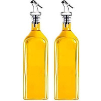 Tyrus Oil Dispencer 1000Ml Oil Bottle 1000Ml Oil Dispenser For Kitchen 1 Litre Glass - Clear - 1000 Ml - Pack Of 2