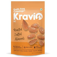 Kravio Premium Roasted Salted Almonds 200G | Zero Cholesterol Natural Whole California Badam Nuts & Dry Fruits | Rich In Protein, Roasted Crunchy Delicious Healthy Snacks