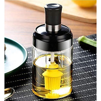Algerian Store Leakproof Transparent Glass Jar With Brush For Oil Ghee,Borosilicate Glass Food Storage Jar With Brush,Ghee Jar With Brush(250 Ml/1 Pcs)