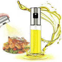 Oavostd Premium Olive Oil Sprayer For Cooking, 1 Pack Food-Grade Olive Oil Spray Bottle With 304 Stainless Steel, 100Ml Olive Mister Spray Bottle For Cooking, Perfect For Salad, Bbq, Baking,Silver