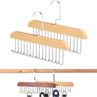 Mosquick 2 Pcs Tie Hanger With 8 Hanger Hooks Hangers For Clothes Hanging Scarf Bra Organiser Wooden Hangers For Wardrobe Multipurpose Cloth Hanger Belt Hangers For Wardrobe Cupboard Organizer Brown