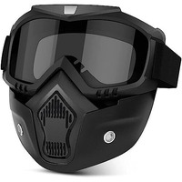Sarte Tpu Goggle Mask Anti Scratch Uv Protective Open Face & Eyewear Windproof Dirt Shield Adjustable Strap Soft Foam Padded Detachable For Cycling Bike Off Road Racing Riding Unisex (Black)