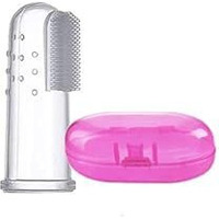 Pentamark Baby Finger Toothbrush With Storage Case(4 To 24 Months), 100% Silicone Bristles, Multicolor