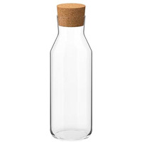Ikea 365 (34 Oz) Clear Glass Carafe With Cork Stopper, Ideal For Hot And Cold Water Pitcher, Tea/Coffee Maker, Iced Tea, Beverage Pitcher As Well As For Serving Wine