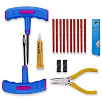 Amiciauto Puncture Repair Kit With Rubberized Anti-Slip Hand Tools For Better Grip, Cars And Bike, Tubeless Tyre Repair Emergency Kit