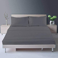 100% Cotton Bedsheet With Pillow Cover |Soft And Smooth Bedsheets |Comfort Bed Sheet | Chadar - Flat Sheet With 2 Pillow Covers (18X28 Inch) -Single (60X90 In)_Dark Grey Solid