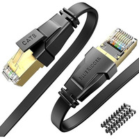 Bluerigger Cat 8 Ethernet Cable, Flat Internet Network Lan Patch Cords, Solid Cat 8 High Speed Computer Wire/Cable For Personal Computer- 6 Ft/Feet, Black