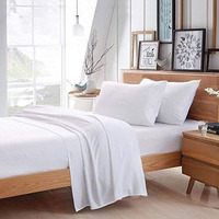 Ccwb By Cotton Craft 600 Thread Count 100% Cotton 4 Pcs Sheet Set Queen Size White (Includes 1 Bedsheet, 1 Fitted Sheet With Elastic, 2 Pillow Cover)