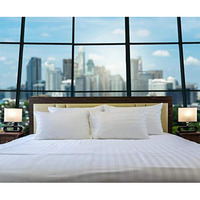 Ccwb 500 Thread Count Hotel Quality 1Pc Bed Sheet With 2 Pillow Cover Queen Size White Striped