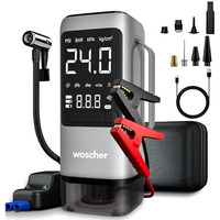 Woscher I5 6 In1 Jump Starter Battery, Digital Tyre Inflator 150Psi & Vacuum Cleaner, 8000Mah|Portable Power Bank|Led Light| 6L Petrol/3.0L Diesel Vehicle