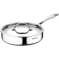Bergner Argent Triply Stainless Steel 26 Cm (3.1 L) Sautepan With Stainless Steel Lid, Stay Cool Cast Handle, Healthy Cooking, Less Oil Use, Food Safe, Durable - Induction And Gas Stove Ready