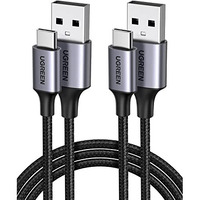 Ugreen Usb A To Usb C Cable [0.5M, 2-Pack], Nylon Braided Type C Cord Fast Charging Compatible With Iphone 16 Pro/15, Galaxy S24 S23, Pixel, Nokia, Moto, Lg, Switch, Android Auto