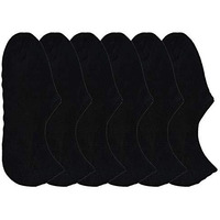 Me Stores Men's Cotton And Spandex Towel Loafer Socks With Anit Ankle Skit Silicon (Black, Large) Pack Of 6 Pairs