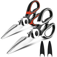 Jljlcio Kitchen Shears, Scissors 2-Pack Heavy Duty Sharp Sturdy Dishwasher Safe Food Scissors With Protective Cover For Chicken,Poultry,Fish,Meat,Herbs,Bbq ,Stainless Steel Shears For Home,Rv,Camper