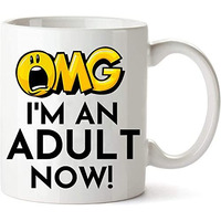 Siyon Omg I'M An Adult Now! Adult Brithday Coffee Mug - Funny 18Th Birthday Gifts For Girls Or Boys, Son, Daughter, Children, Best Friend
