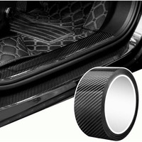 Primavaid Carbon Fibre Car Door Sill Protector Tape, 5 Cm X 5 M, High Gloss Black, Anti-Scratch(Black)