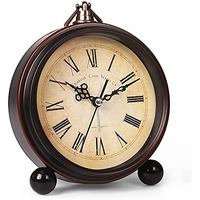 Kadio Plastic Battery Alarm Clock,Night Light,Vintage Hangable Super Silent Non Ticking Analog Clock For Bedroom, 10 Cm X 10 Cm,Black