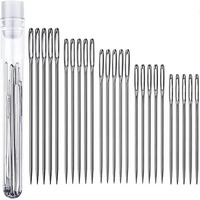 Anzailala 25 Pcs Large Eye Knitting Needle Set-5 Sizes Big Eye Hand Sewing Needles In Clear Storage Tube