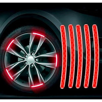 Bhujry Car Wheel Reflective Strips Sticker 20 Pcs,Car,Bike And Bicycle, Universal Wheel Warning Adhesive Strips, Wheel Decorative Stripe Rim Stickers,Night Reflective Safety (Red)