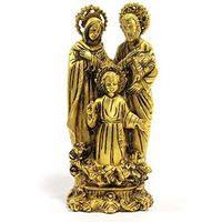 Stonkraft - Brass Holy Family Of Mother Mary, Joseph, Jesus Christ Idol Statue Sculpture - (7.5" Inches Height)