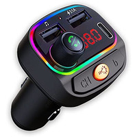 Crust Cs30 Car Bluetooth Device [Upgraded Bt V5.3] With Call Receiver, Fm Transmitter For Music System & Dual Usb + Type C Charger; 7 Colour Led Lights; 6 Eq Presets; Usb Mp3 Support; Voice Assistant