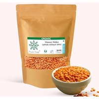 Pure Tree Certified Organic Malka Masoor Dal Without Skin | 1.8 Kg / 1800 G | Vegan | Gluten-Free Maasur Daal | Red Lentil Whole | Lal Masoor Dal For Khichdi, Dal & Curries