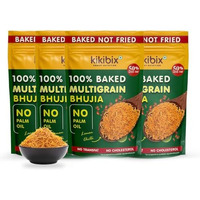 Kikibix 100% Baked Chatpata Bhujia Healthy Snacks & Namkeen For Diabetics, Low Fat, Low Calories, High Protein Bhujiya Diet Mixture- Lemon Chilli Flavor No Palm Oil, 100% Baked Not Fried (Pack Of 4)