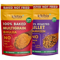 Kikibix Assorted Baked Multigrain Bhujia & Roasted Millet Namkeen Combo Pack Low Calorie, Low Fat Diet Healthy Snacks, Diabetic Friendly, Chatpata Healthy Namkeen,100% Roasted Not Fried (Pack Of 2)