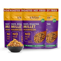 Kikibix Roasted Millet Healthy Namkeen,Low Calorie,Low Fat Healthy Snacks, Roasted Not Fried, Snack For Diabetics, Diet Mixture Made With Millets, Oats, Flax Seeds, Chana -Pack Of 4