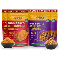 Kikibix Assorted Baked Multigrain Bhujia & Roasted Millet Namkeen Combo Pack Low Calorie, Low Fat Diet Healthy Snacks, Diabetic Friendly, Chatpata Healthy Namkeen,100% Roasted Not Fried (Pack Of 4)