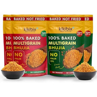 Kikibix Assorted Baked Multigrain Bhujia Namkeen Combon Pack, Indian Masala & Lemon Chilli Healthy & Tasty Snacks, Low Fat & Low Calorie For Diabetics, No Palm Oil,100% Baked Bhujiya Pack Of 4