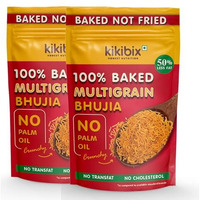 Kikibix 100% Baked Multigrain Bhujia Namkeen, Healthy Snacks For Adults & Kids, Low Fat, Low Calories, High Protein Bhujiya Diet Mixture For Diabetics- No Palm Oil, Baked Not Fried - Pack Of 2