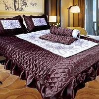 Manavrachit Satin Gold Printed 310 Tc Wedding Bedding Set (Bedsheet With 2 Pillow Covers & 1 Ac Comforter) For Home & Living Room(Set Of 4Pc, Vip Print)(Coffee)