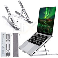 Plixio Aluminum Tabletop Laptop Stand Ergonomic Foldable Portable Laptop Stand Holder Compatible For Macbook, Hp, Dell, Lenovo & All Other Notebook (Sliver)