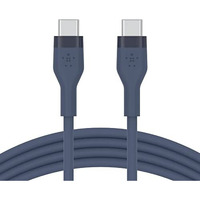 Belkin Boostcharge Flex Silicone Usb-C To Usb-C Cable (1M/3.3Ft), Mfi-Certified Charging Usb Cable For Iphone 16 Series, Samsung Galaxy Series, Google Pixel, & More With Cable Clip - Blue